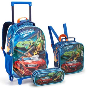 Kit Infantil Masculino | Mochila Infantil Com Rodas + Lancheira + Estojo