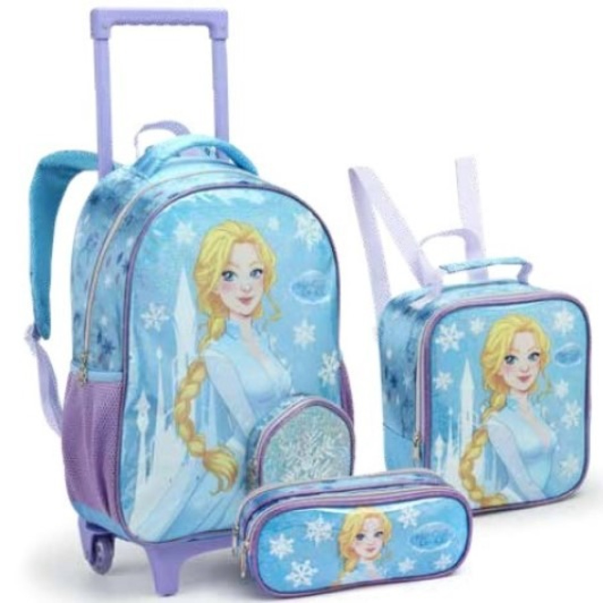 Kit Infantil Feminino | Mochila Infantil Com Rodas + Lancheira + Estojo