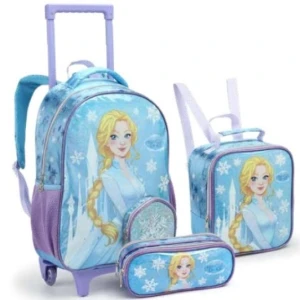 Kit Infantil Feminino | Mochila Infantil Com Rodas + Lancheira + Estojo