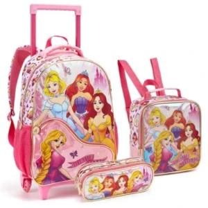 Kit Infantil Feminino | Mochila Infantil Com Rodas + Lancheira + Estojo