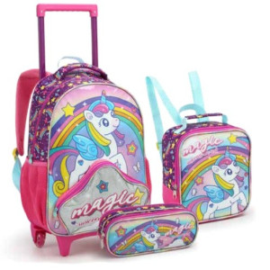 Mochila Infantil Feminina 17" Com Rodas | única-42171-184