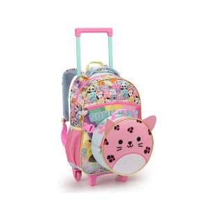Mochila Infantil Feminina 17" Com Rodas + Lancheira-42187-28355