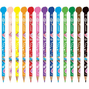 Lapis De Cor Triangular Fini C/pompom 12cores-119367-88969