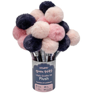 Lapis Preto Redondo Decorado Bruna Tavares Pompom Hb 3cor