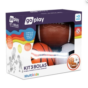 Go Play - Kit 3 Bolas - Futebol, Basquete E Futebol Americano