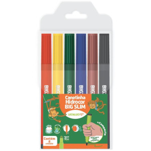 Caneta Hidrografica Jumbo Leo E Leo Big Slim 6 Cores-124409-58313