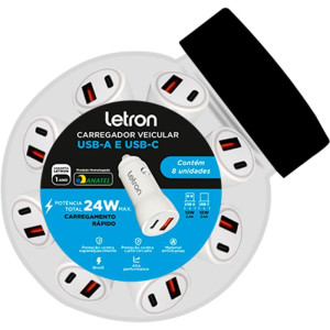 Carregador Veicular 2 Entradas Usb-a/c 24w Biv Br