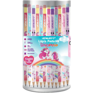 Lapis Preto Redondo Decorado Unicornio Hb C/borracha (s)