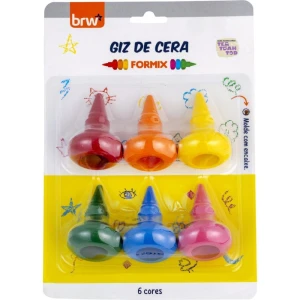 Giz De Cera Curto 6 Cores Cone