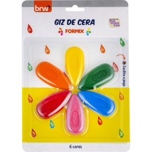Giz De Cera Curto 6 Cores Gotas