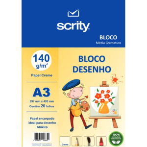 Bloco Para Educacao Artistica Desenho A3 Creme 140g 20fls.