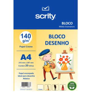Bloco Para Educacao Artistica Desenho A4 Creme 140g 20fls.