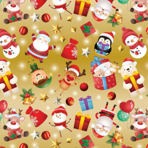 Papel Presente Bobina Couche 60cm. Mod.291 Natal Noel Ouro