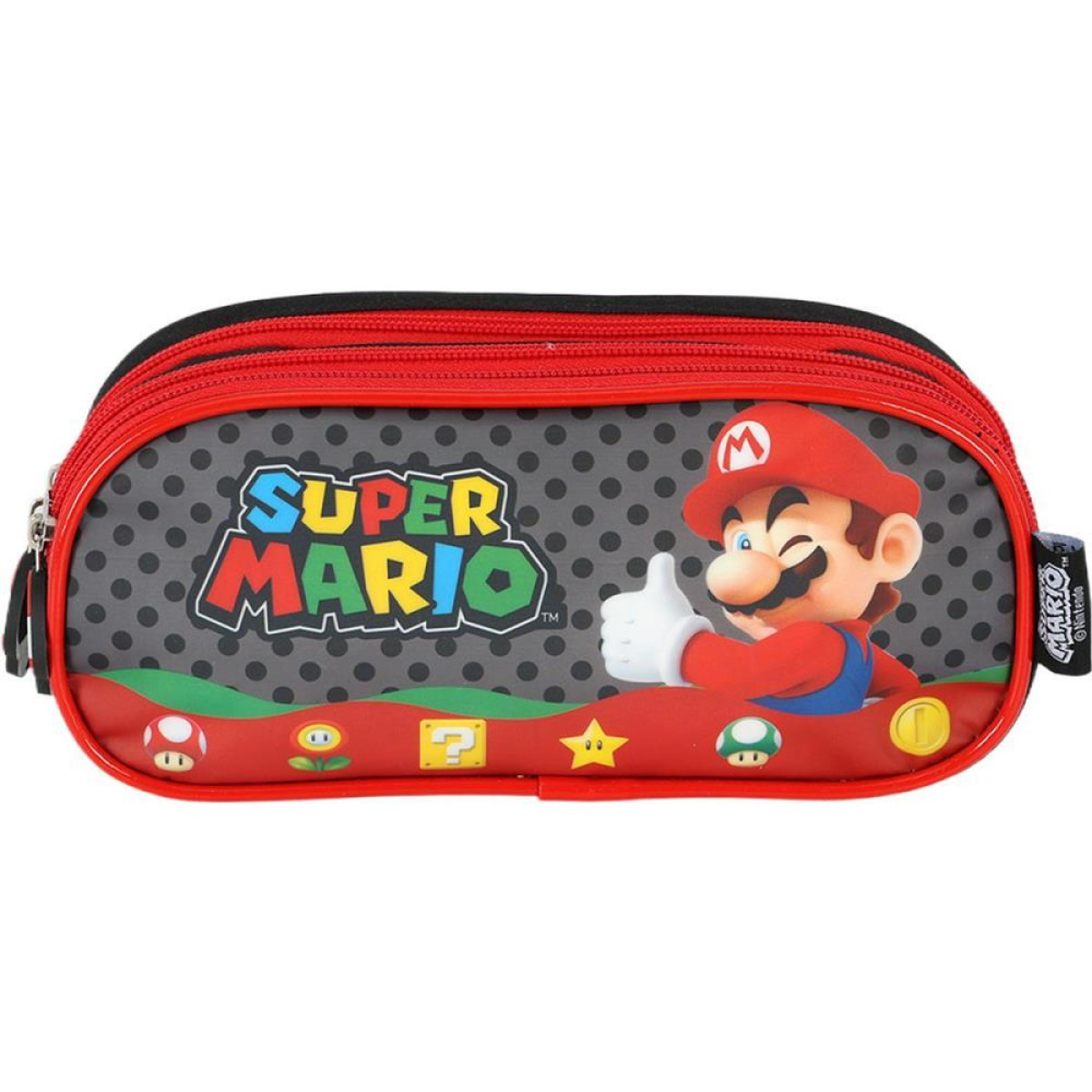 Estojo Triplo Super Mario Bros Preto