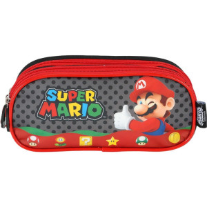 Estojo Triplo Super Mario Bros Preto