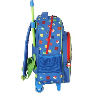 Mochila Infantil Com Rodinha Super Mario Bros G Azul-119951-26330