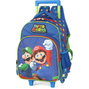 Mochila Infantil Com Rodinha Super Mario Bros G Azul-119951-68731