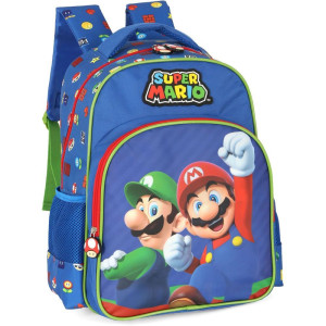 Mochila Infantil Super Mario Bros G Azul