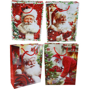 Sacola Para Presente Natal Papai Noel 18x24x7cm. 4mod(s)
