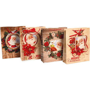 Sacola Para Presente Natal Papai Noel 32x40x10cm. 4mod(s)