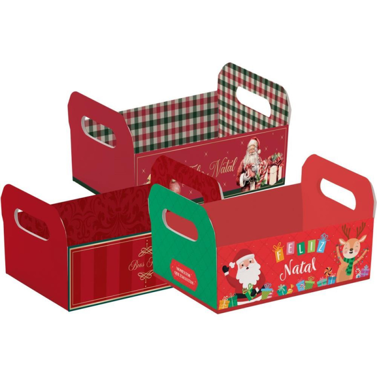 Cesta De Papel Caixote Natal M 22x15x8cm (s)