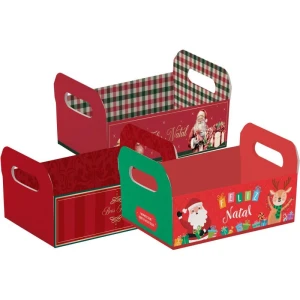 Cesta De Papel Caixote Natal M 22x15x8cm (s)