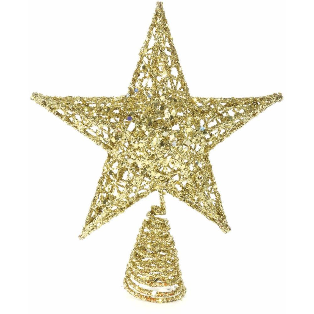 Artigo Para Decoracao Natal Ponteira Estrela Dourada 15cm. Tridimensional