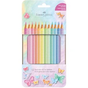 Lapis De Cor Triangular Sparkle 12 Tons Pastel Lata