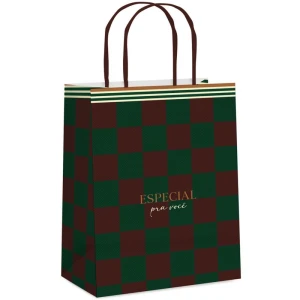 Sacola Para Presente Decorada Club M 26x19,5x9,5cm