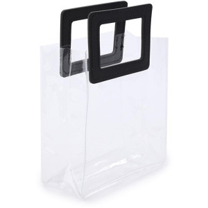 Sacola Para Presente Lisa Pvc Ret Tran E Pt 19,4x17,9