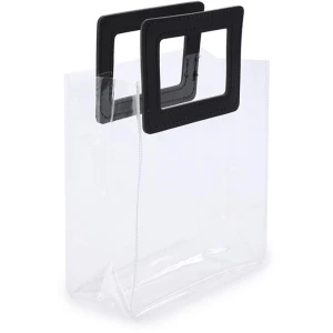 Sacola Para Presente Lisa Pvc Ret Tran E Pt 19,4x17,9