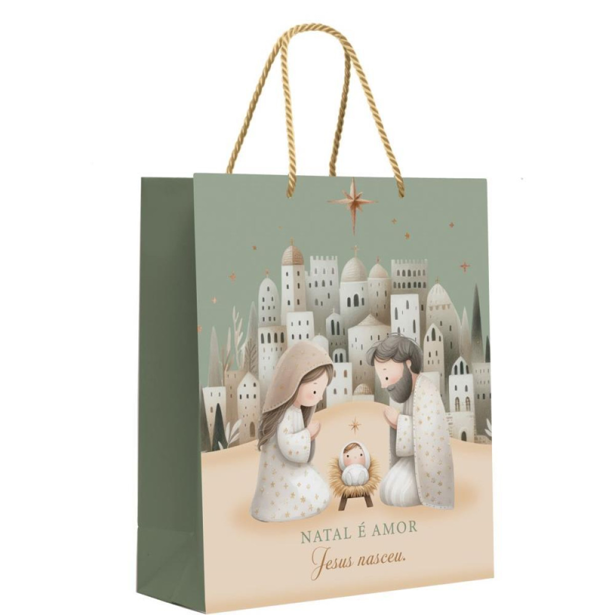 Sacola Para Presente Natal Belem Media 31x26x10cm