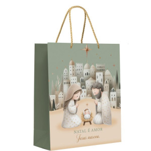 Sacola Para Presente Natal Belem Media 31x26x10cm