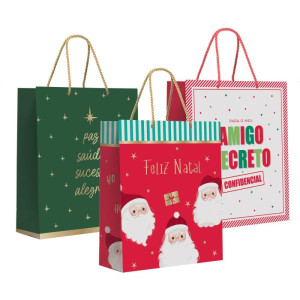 Sacola Para Presente Natal Grande 38x34x15cm(s)