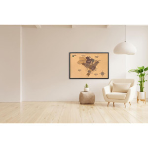 Quadro Decorativo Mapa Brasil Cortica 90x60cm-123838-67026