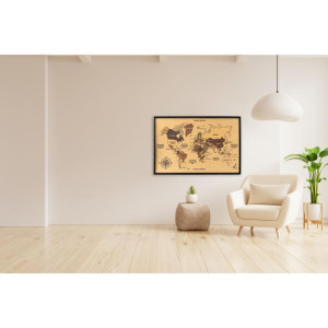 Quadro Decorativo Mapa Mundi Cortica 90x60cm-123839-18720