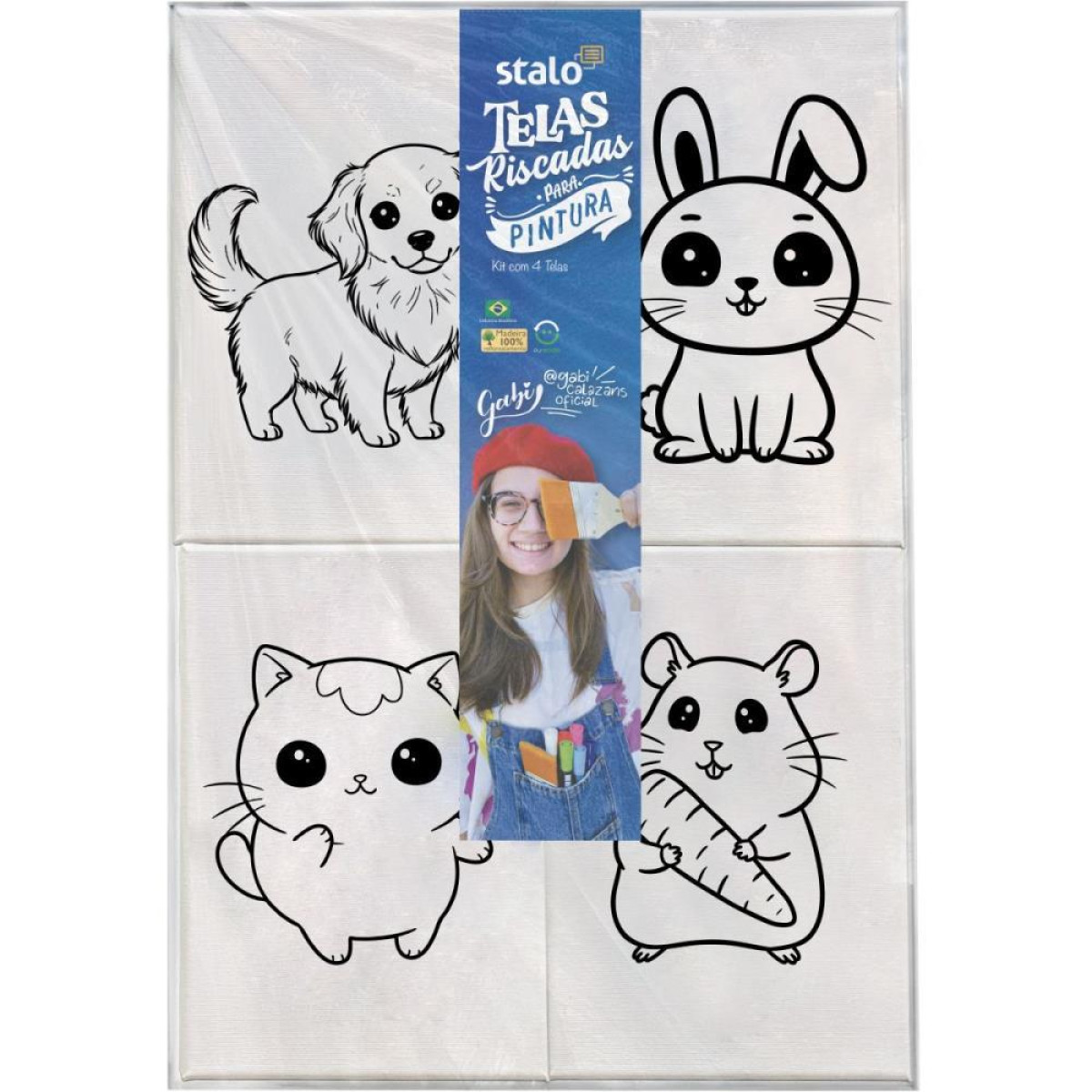 Tela Para Pintura Riscada Pets- Gabi Calazans 15x22cm(s)