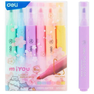 Caneta Marca Texto Tons Pasteis Macaron 6 Cores