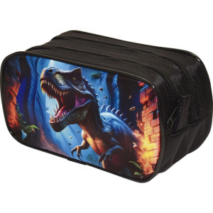 Estojo Duplo Dino Vulcao/fogo Sortido