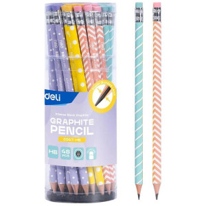 Lapis Preto Redondo Decorado Hb Listras E Bolinhas C/borrac