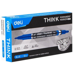 Pincel Marcador Permanente Duas Pontas 0,5mm E 1,0mm Azul-125087-26463