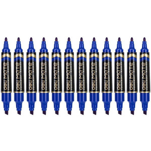 Pincel Marcador Permanente Ponta Chanfrada Duas Pontas Azul