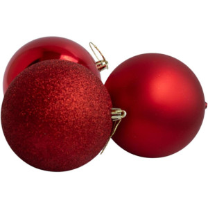 Artigo Para Decoracao Natal Bola 10cm Fosca/metal/gliter Vermelho
