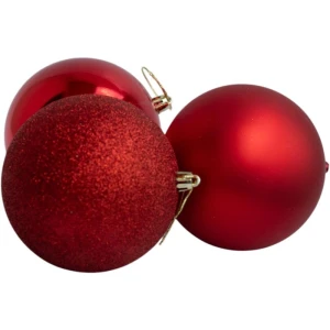 Artigo Para Decoracao Natal Bola 10cm Fosca/metal/gliter Vermelho