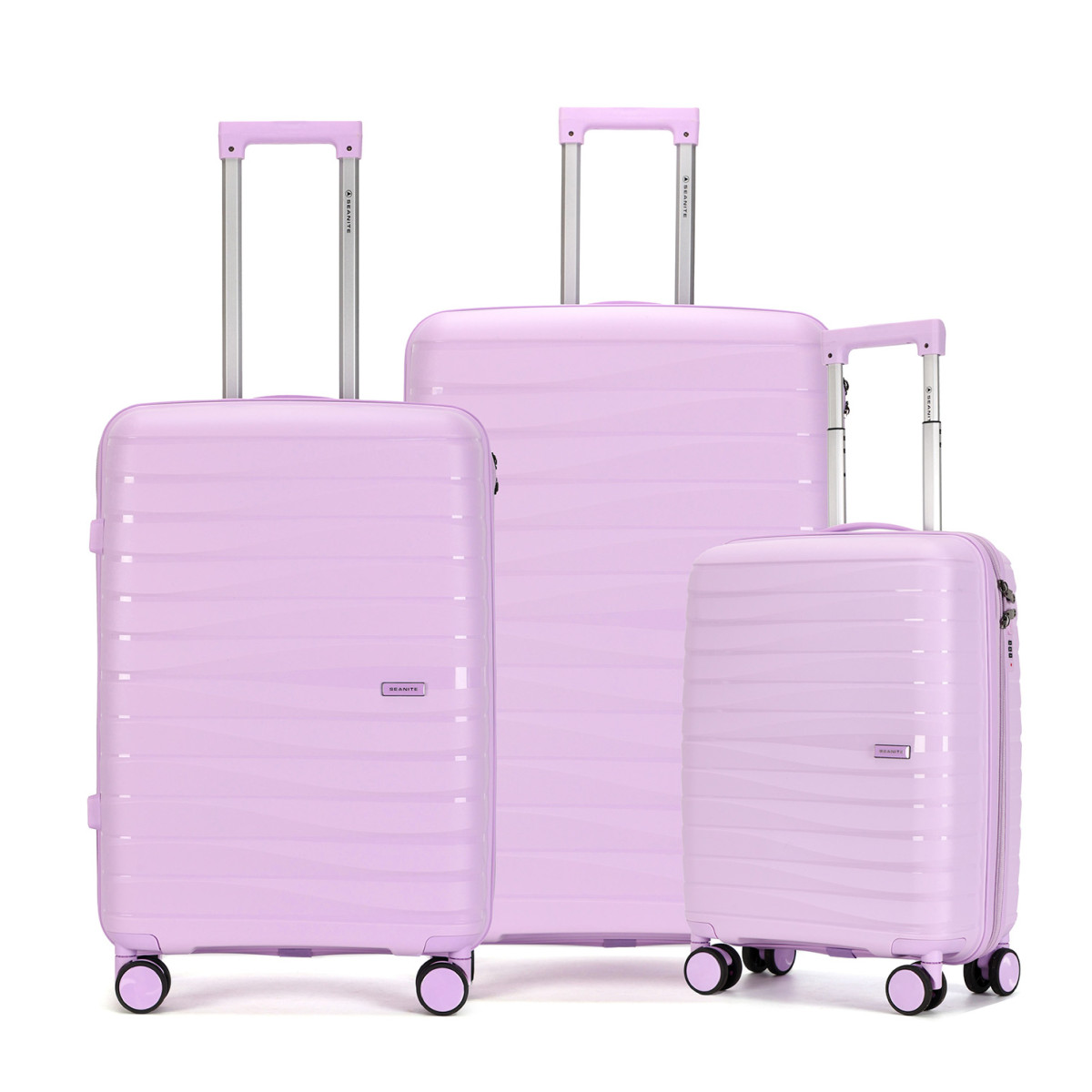 Kit De Malas De Viagem 3 Peças Seanite 20" 24" 28" Polipropileno – Cor Lilás