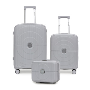 Kit De Malas De Viagem 3 Peças Seanite 20" 24" E Frasqueira 14" Polipropileno – Cor Prata