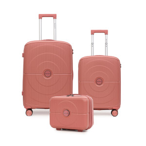Kit De Malas De Viagem 3 Peças Seanite 20" 24" E Frasqueira 14" Polipropileno – Cor Rosa