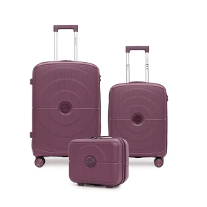 Kit De Malas De Viagem 3 Peças Seanite 20" 24" E Frasqueira 14" Polipropileno – Cor Roxo