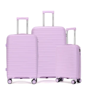 Kit De Malas De Viagem 3 Peças Seanite 20" 24" 28" Polipropileno – Cor Lilás