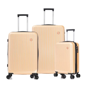 Kit De Malas De Viagem 3 Peças Seanite 20" 24" 28" Rodas Duplas – Cor Dourado